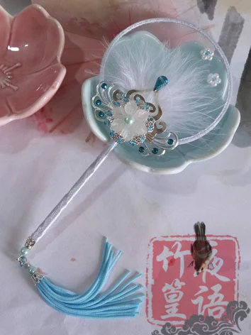 ドール用 撮影道具 アイテム うちわ SDサイズ人形通用 白色 青浅