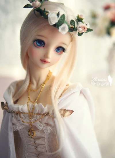 ドール衣装 SDサイズ人形用 女用 ウェディングドレス クリーム色