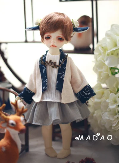 球体関節人形用衣装セット 青花双子 中華風 ベージュ YSDサイズ人形用 男/女用