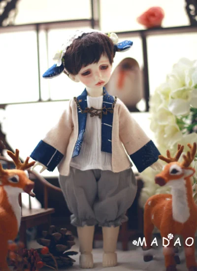 球体関節人形用衣装セット YSDサイズ人形用 ネイビー 星 中華風 男の子/女の子用