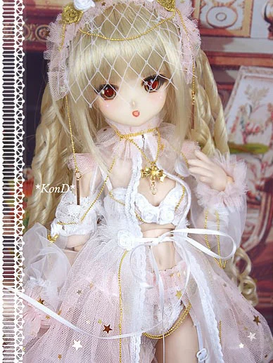 ドール服 MSD/MDD/DSDサイズ人形 ワンピースセット 夢幻星空 ピンク色 女用