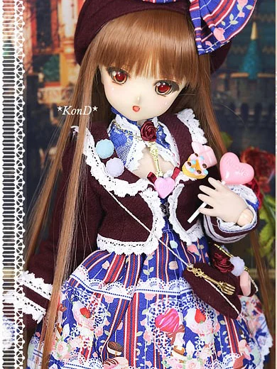 ドール服 MSD/MDD/DSDサイズ人形 ワンピースセット チョコーレート ブルー 女用