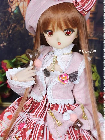 ドール服 MSD/MDD/DSDサイズ人形 ワンピースセット チョコーレート ピンク色 女用
