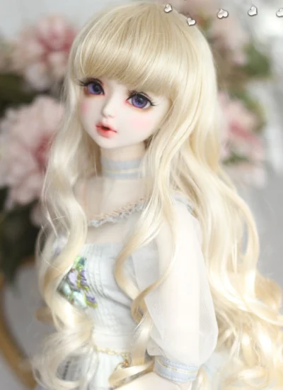 ドール用ウィッグ SD/MSDサイズ人形用 ブラウン/ゴールド/ピンク パーマ 耐え熱糸