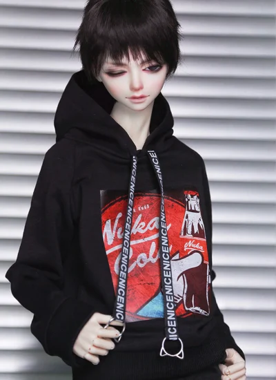 ドール用衣装 パーカー SD/70cmサイズ人形用 ブラック 男用