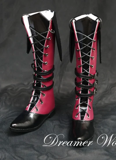 ドール用お靴 SD/MSDサイズ人形用 長靴 レッド*ブラック 男用