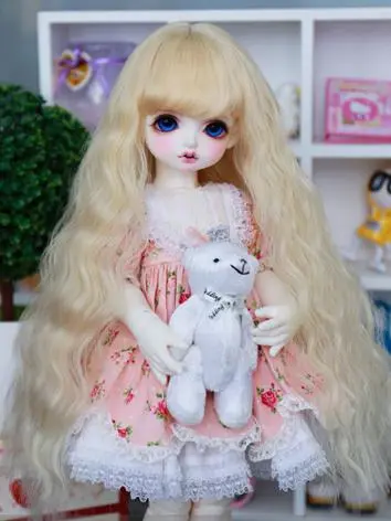 ドール用ウィッグ 高温糸 ゴールド SD/MSD/YSDサイズ人形用 パーマ 女用