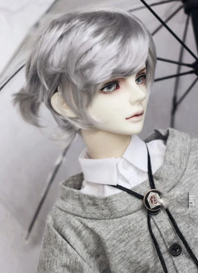 ドール用ウィッグ SD/MSD/YOSDサイズ人形用 ゴールド/グレー ショート髪 パーマ