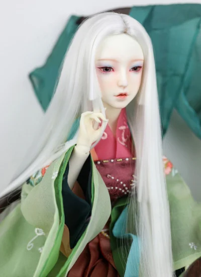 ドール用ウィッグ 1/3 1/4 1/6 SD/MSD/YSDサイズ人形用 ホワイト/ブラック ストレート