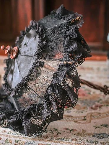 人形用アイテム 球体関節人形用 ドール用 BJD用 傘 レース傘 ブラック/黒色 SDサイズ通用