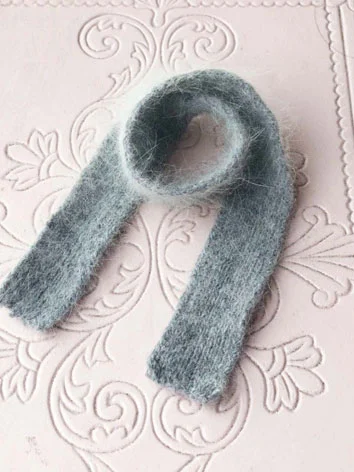 人形アイテム　SD/DD、MSDサイズ人形用 マフラー ホワイト/グレー