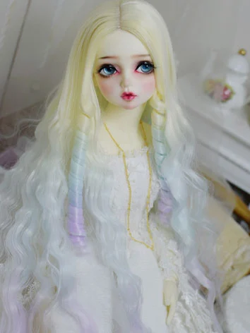 ドール用ウィッグ SD/小顔SD/MSD/YSDサイズ人形用 グラディーション パーマ イエロー＊ピンク 女用