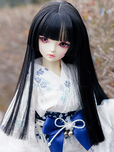 ドール用ウィッグ ブラック 高温糸 ストレート 1/2/SD/MSD/幼SDサイズ人形用 BJD