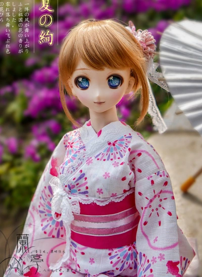 球体関節人形用着物 浴衣 夏の絢 SP70cm2代目/70cm/SD16/SD10/SD/MSD/YSDサイズ人形用 女用 ピンク