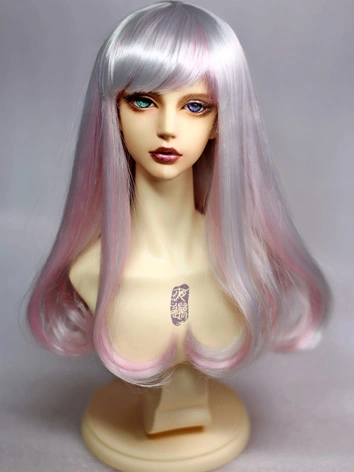 ドール用ウィッグ 真似モヘア パーマ ピンク SDサイズ人形用