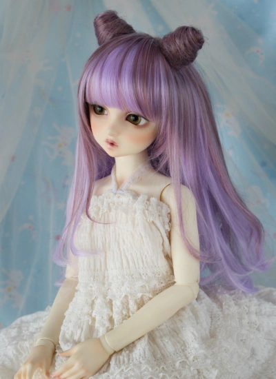 BJD ドール用ウィッグ  SD/小顔SD/MSD/YSDサイズ人形用 374-375 ピンク/パープル/ブラック パーマ