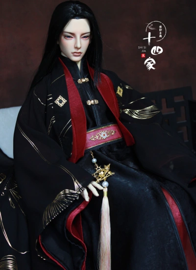 ドール用衣装 時代服 SOOMID72/75/70cm/68cm/SDサイズ人形用 黒 華朝 ブラック