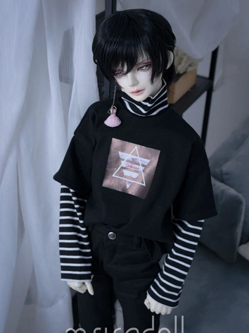 ドール用衣装 パーカー　ブラック/ホワイト  70+ボディ/SD17サイズ人形用 男用