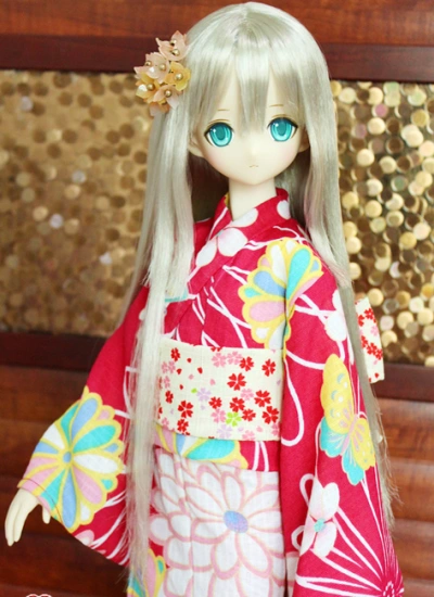 ドール用衣装 女性用 SD/MSDサイズ人形用 浴衣 赤色