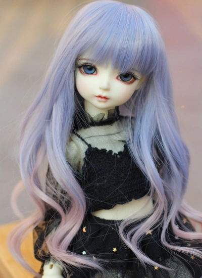 BJD ドール用ウィッグ SD/小顔SD/MSDサイズ用 パーマ パープル