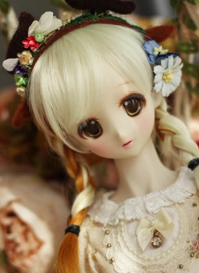 BJD ドール用ウィッグ NO.47 混ざり色 ゴールド SD/MSDサイズ用