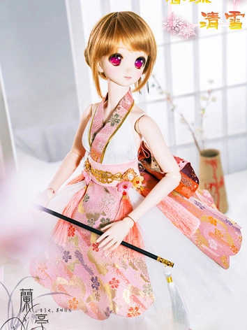球体関節人形用時代服 女性用 改良着物 香沫清雪 ピンク SD16/SD13/SDGR/DD/SD10/MSDサイズあり