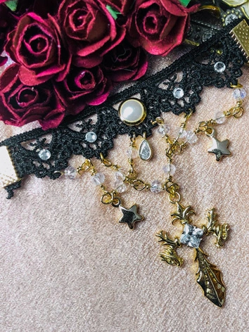 数量限定 ドール用 飾り物 首輪 SDサイズ人形用 ブラック レース