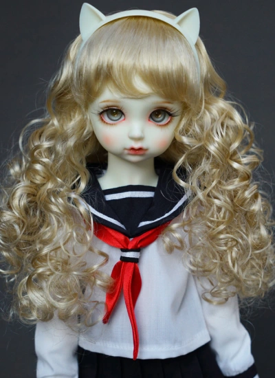 BJD ドール用ウィッグ パーマ ゴールド SD/小顔SD/MSD/幼SDサイズ人形用