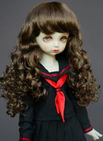 BJD ドール用ウィッグ パーマ ブラウン SD/小顔SD/MSD/幼SDサイズ人形用