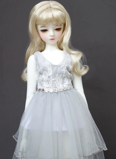 BJD ドール用ウィッグ パーマ ゴールド 女用 SD/MSDサイズ人形用