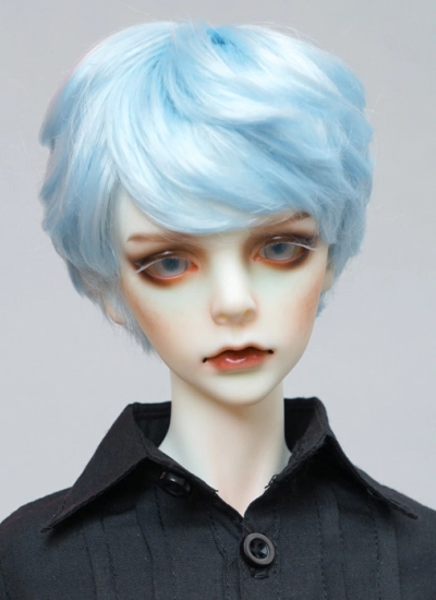 BJD ドール用ウィッグ パーマ ブルー 小顔SD/MSD/幼SDサイズ人形用