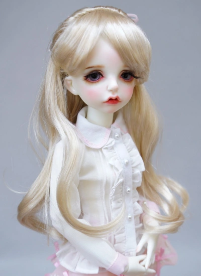 BJD ドール用ウィッグ パーマ　ゴールド 小顔SD/MSDサイズ人形用
