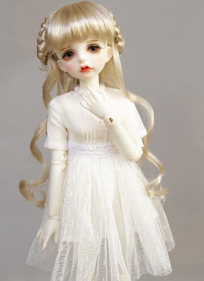 BJD ドール用ウィッグ パーマ　ゴールド 小顔SD/MSDサイズ人形用