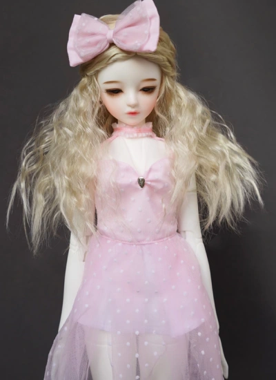 BJD ドール用ウィッグ パーマ　ゴールド 小顔SD/MSD/幼SDサイズ人形用