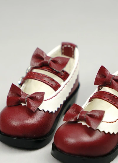 BJD用お靴 球体関節人形用 SD/MSDサイズ人形用 ワインレッド