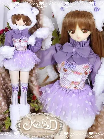 BJD 球体関節人形用衣装セット SD/DDサイズ人形用 『森の友達・白』パープル 女性用