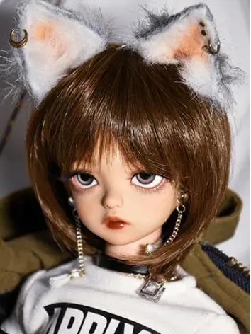 BJD ドール用ウィッグ SD/小顔SD/MSD/幼SDサイズ人形用 ブラウン ショット髪