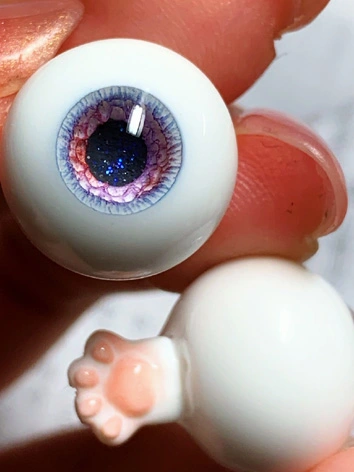 BJD人形用 12mm/14mm/16mm/18mm レジン/樹脂アイ 紫 むらさき パープル 猫の肉球ハンドル 球体関節人形用