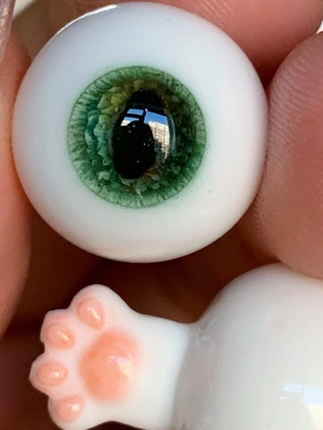 BJD人形用 12mm/14mm/16mm/18mm レジン/樹脂アイ 緑 グリーン 猫の肉球ハンドル 球体関節人形用