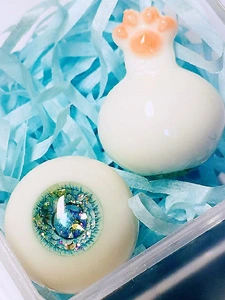 BJD人形用 12mm/14mm/16mm/18mm レジン/樹脂アイ 緑/ピンク グリーン 猫の肉球ハンドル 球体関節人形用