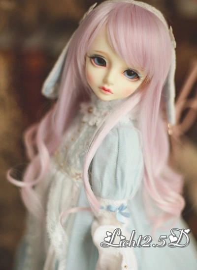 BJD ドール用ウィッグ 69 パーマ ピンク MSDサイズ人形用