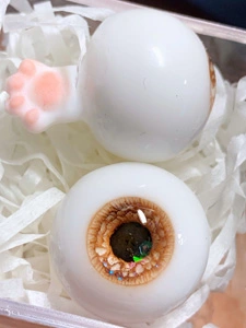 BJD人形用 12mm/14mm/16mm/18mm レジン/樹脂アイ 黄色 猫の肉球ハンドル 球体関節人形用