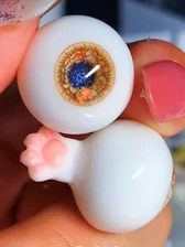 BJD人形用 12mm/14mm/16mm/18mm レジン/樹脂アイ ブラウン 猫の肉球ハンドル 球体関節人形用