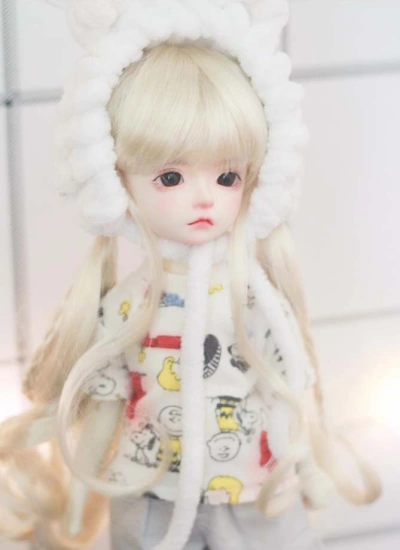 BJDドール用ウィッグ ゴールド パーマ SD/小顔SD/MSD/幼SD/BBサイズ人形用 ゴールド パーマ