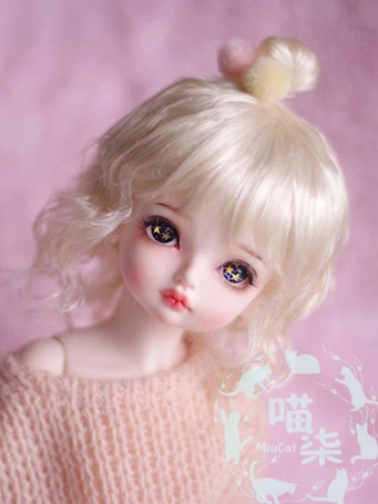 BJDドール用ウィッグ パーマ 小顔SD/MSD/幼SD/1/8サイズ人形用 5色 女の子用