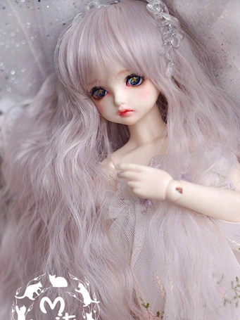 BJDドール用ウィッグ パーマ ホワイト/ゴールド/ピンク SD/MSD/YOSD/1/8サイズ人形用