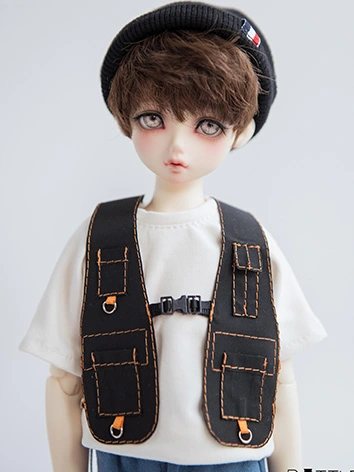 BJDドール用衣装 手作りベスト ブラック MSDサイズ人形用