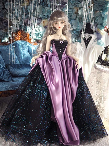 BJDドール用 ドレス ホワイト/パープル SDサイズ人形用