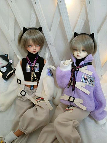 BJDドール用 衣装セット ホワイト/パープル MSD/MDDサイズ人形用