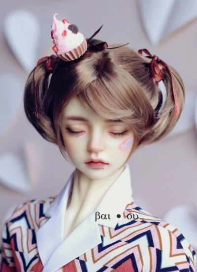 BJDドール用 ウィッグ ツインテール ブラウン MSD/小顔SD/SDサイズ人形用